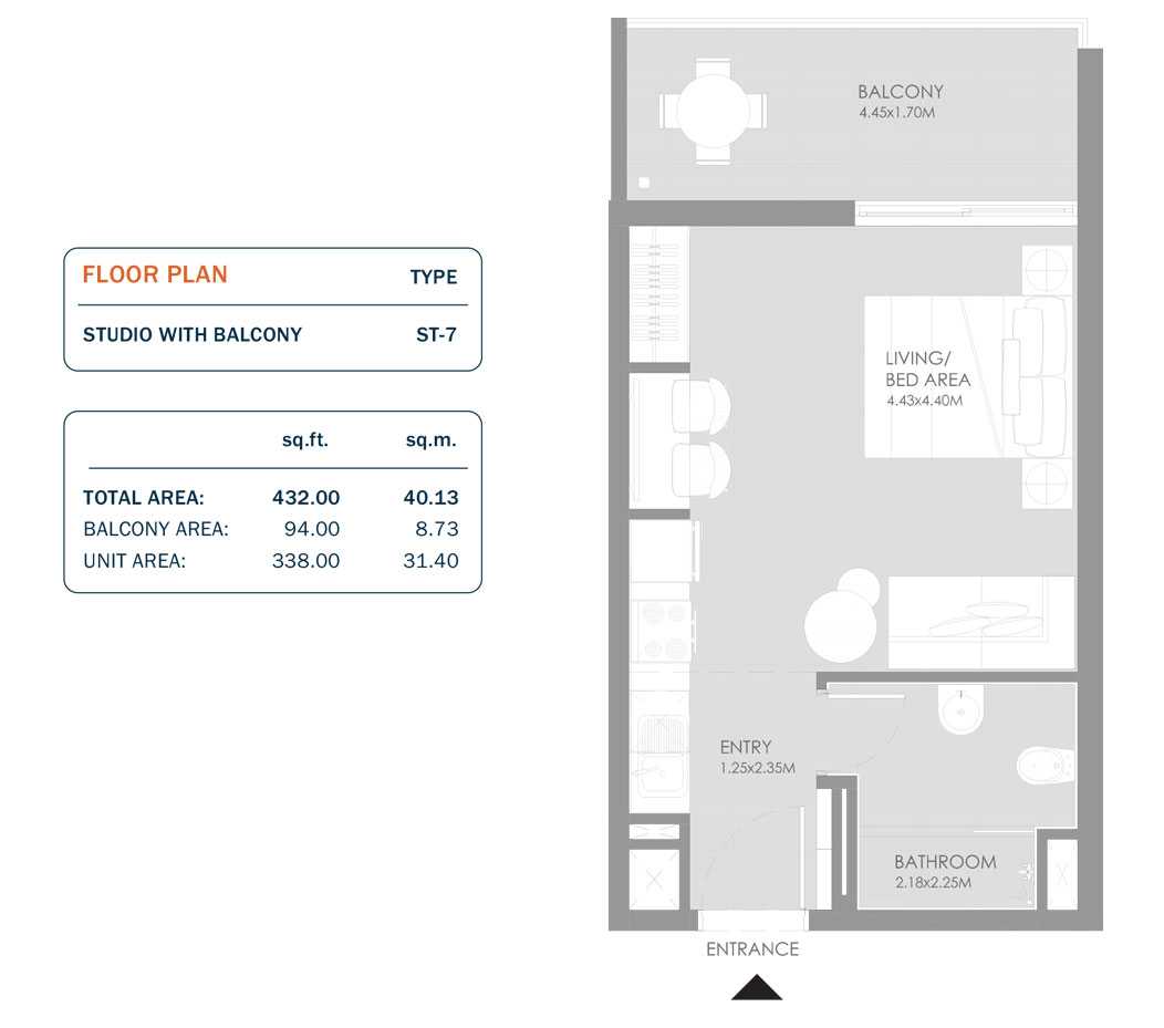 Studio, Size 432.00 Sq.ft